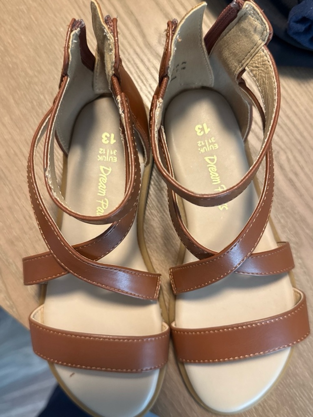Dream Pairs Tan Strappy Ankle-Wrap Sandals